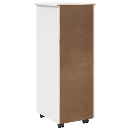 vidaXL Rolling Cabinet White 34 x 39 x 93.5 cm Solid Pine Wood