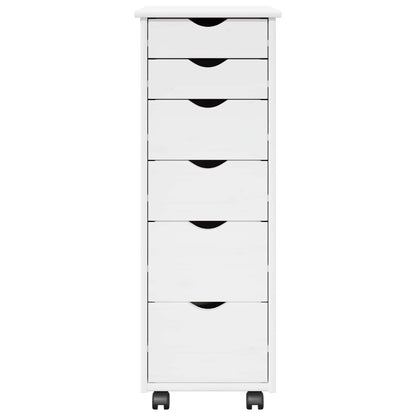 vidaXL Rolling Cabinet White 34 x 39 x 93.5 cm Solid Pine Wood