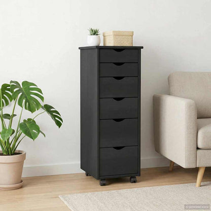 vidaXL Rolling Cabinet Grey 34 x 39 x 93.5 cm Solid Pine Wood