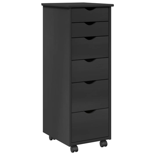 vidaXL Rolling Cabinet Grey 34 x 39 x 93.5 cm Solid Pine Wood