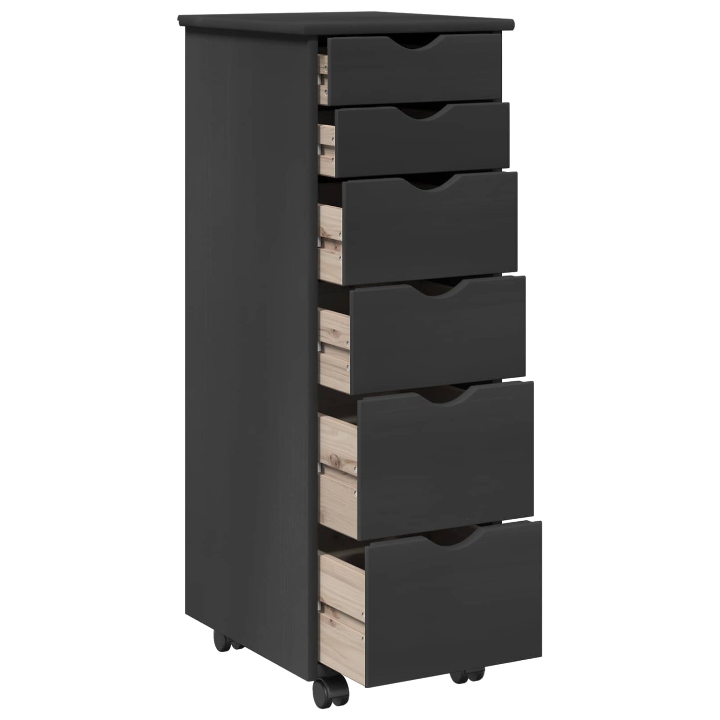vidaXL Rolling Cabinet Grey 34 x 39 x 93.5 cm Solid Pine Wood