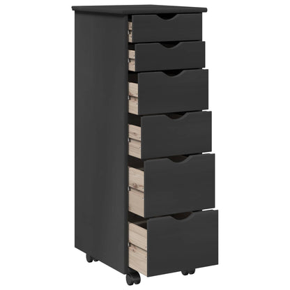 vidaXL Rolling Cabinet Grey 34 x 39 x 93.5 cm Solid Pine Wood