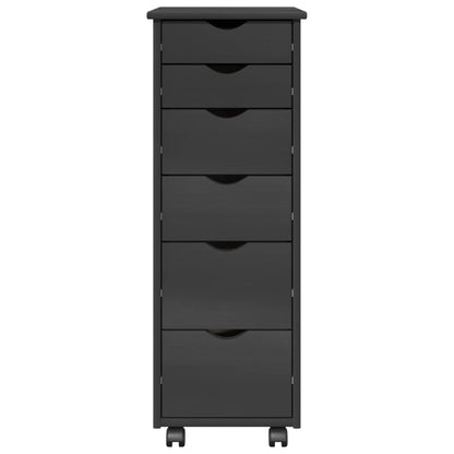 vidaXL Rolling Cabinet Grey 34 x 39 x 93.5 cm Solid Pine Wood