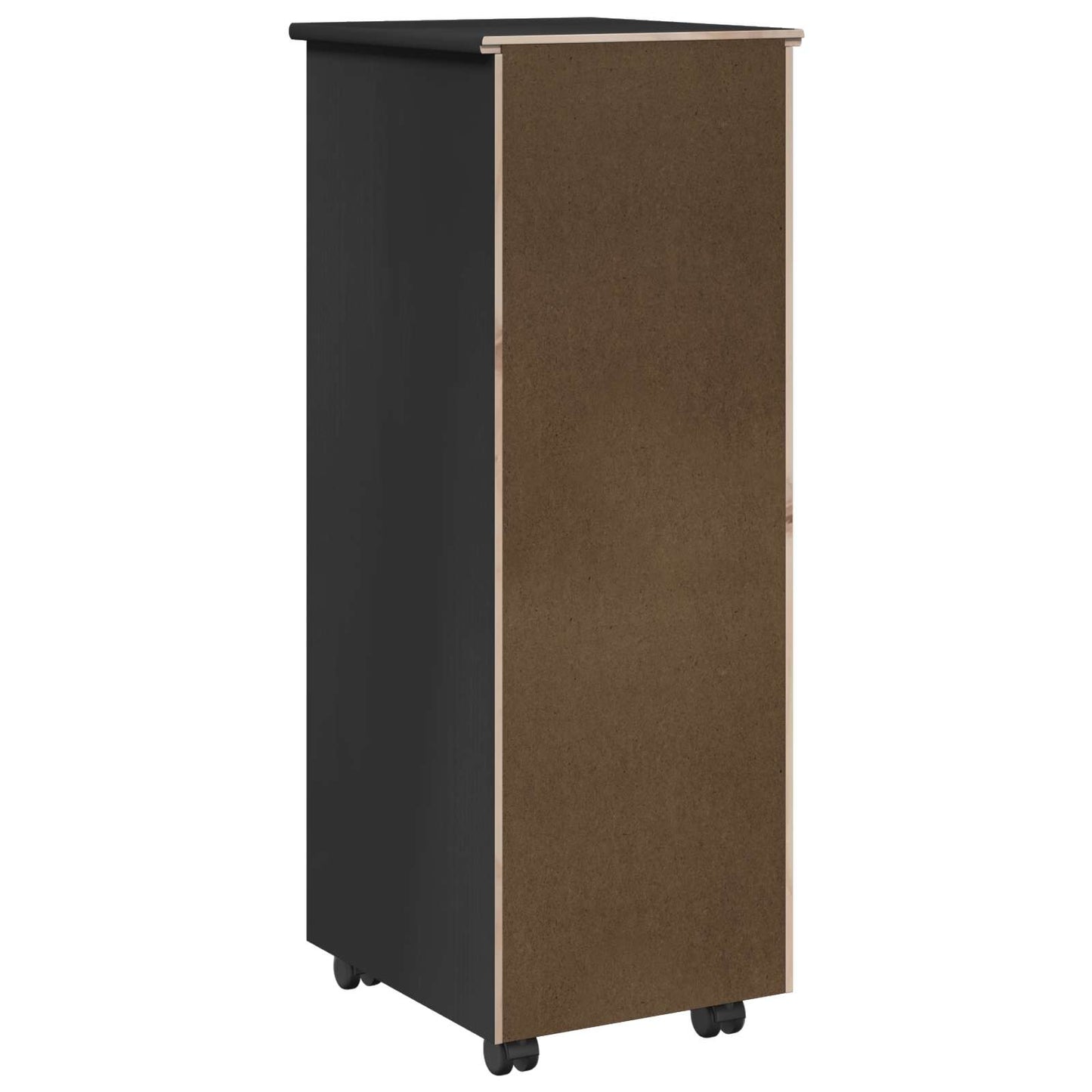 vidaXL Rolling Cabinet Black 34 x 39 x 93.5 cm Solid Pine Wood
