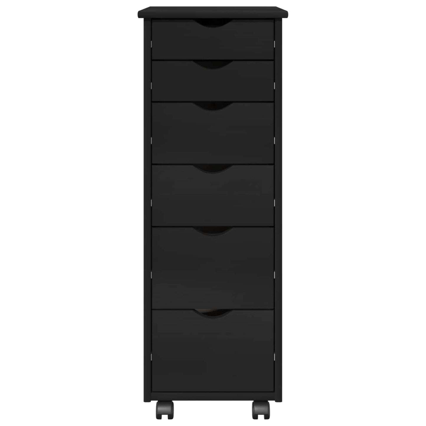 vidaXL Rolling Cabinet Black 34 x 39 x 93.5 cm Solid Pine Wood