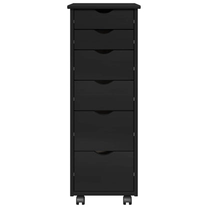 vidaXL Rolling Cabinet Black 34 x 39 x 93.5 cm Solid Pine Wood