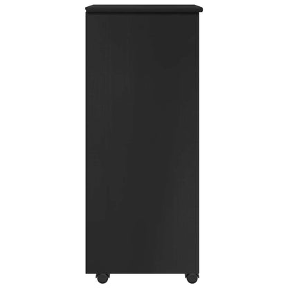 vidaXL Rolling Cabinet Black 34 x 39 x 93.5 cm Solid Pine Wood