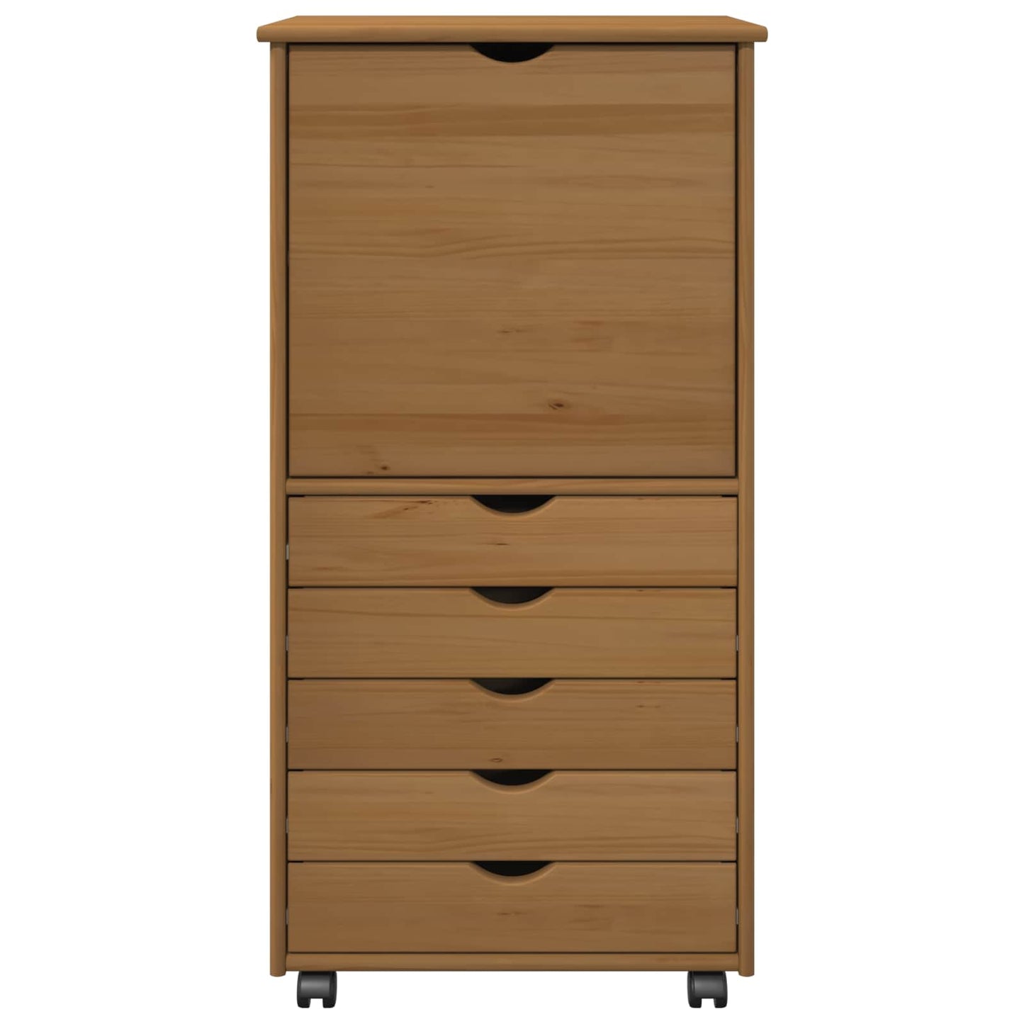 vidaXL Rolling Cabinet Honey Brown 53 x 39 x 103 cm Solid Pine Wood