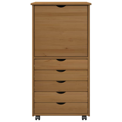 vidaXL Rolling Cabinet Honey Brown 53 x 39 x 103 cm Solid Pine Wood