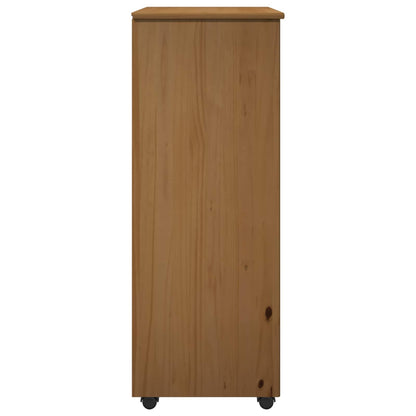 vidaXL Rolling Cabinet Honey Brown 53 x 39 x 103 cm Solid Pine Wood