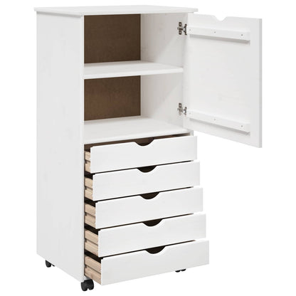 vidaXL Rolling Cabinet White 53 x 39 x 103 cm Solid Pine Wood