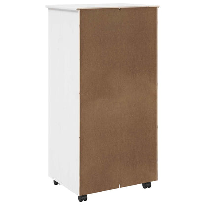 vidaXL Rolling Cabinet White 53 x 39 x 103 cm Solid Pine Wood