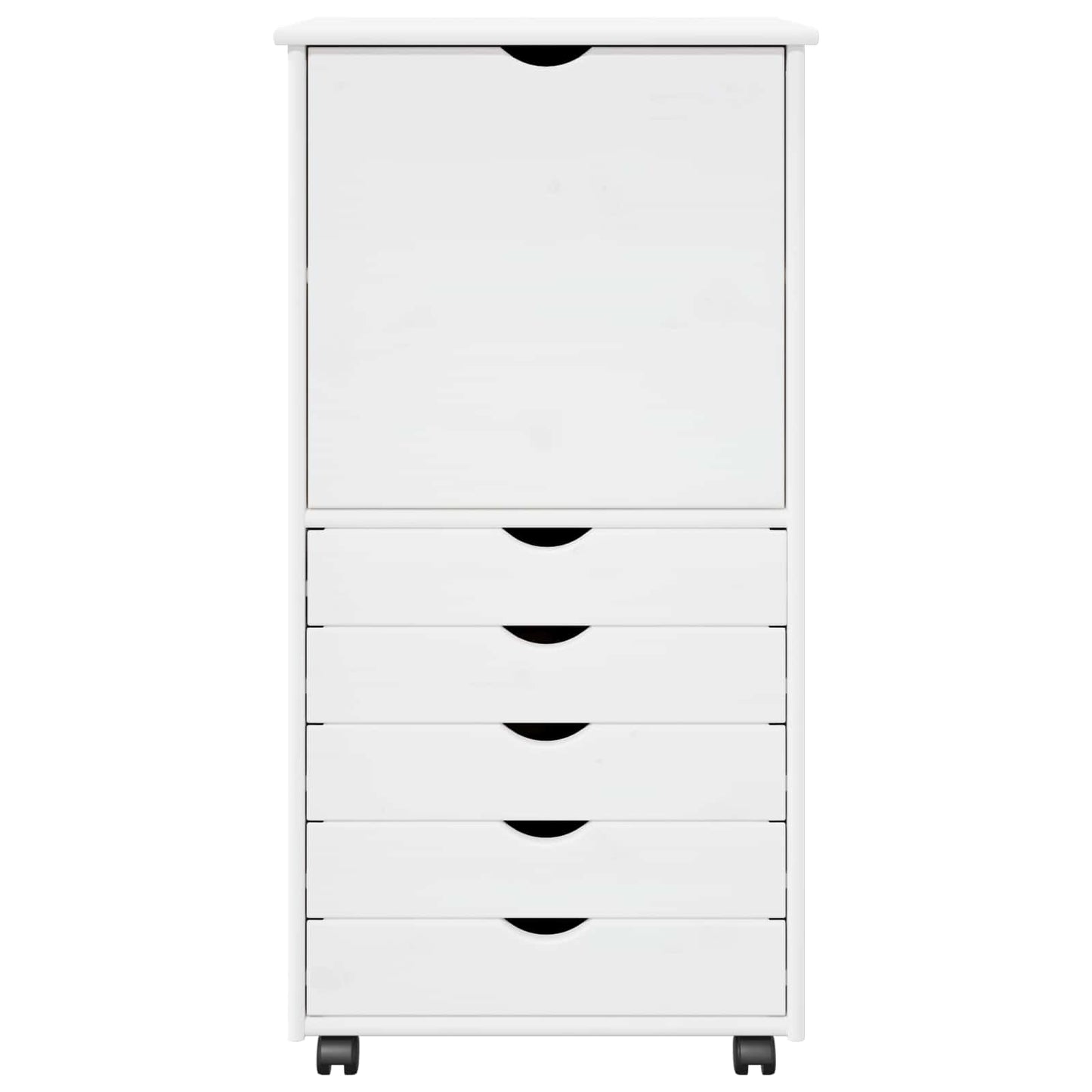 vidaXL Rolling Cabinet White 53 x 39 x 103 cm Solid Pine Wood