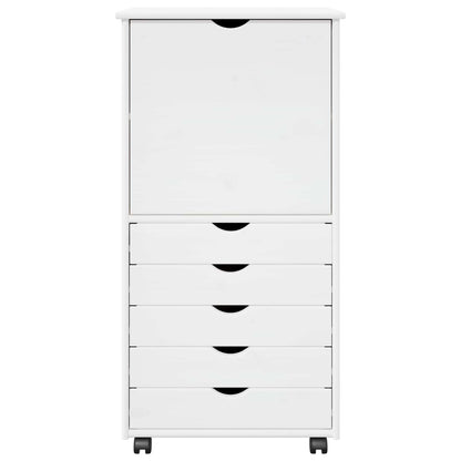 vidaXL Rolling Cabinet White 53 x 39 x 103 cm Solid Pine Wood
