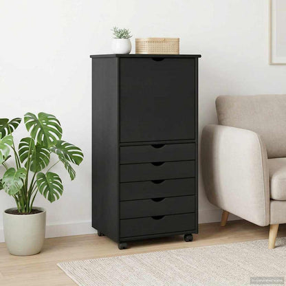 vidaXL Rolling Cabinet Grey 53 x 39 x 103 cm Solid Pine Wood