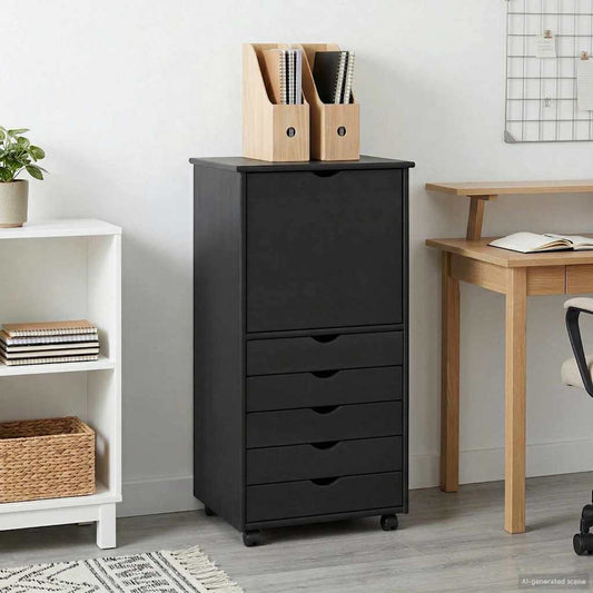 vidaXL Rolling Cabinet Grey 53 x 39 x 103 cm Solid Pine Wood