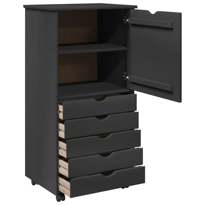 vidaXL Rolling Cabinet Grey 53 x 39 x 103 cm Solid Pine Wood
