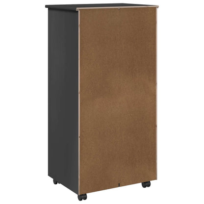 vidaXL Rolling Cabinet Grey 53 x 39 x 103 cm Solid Pine Wood