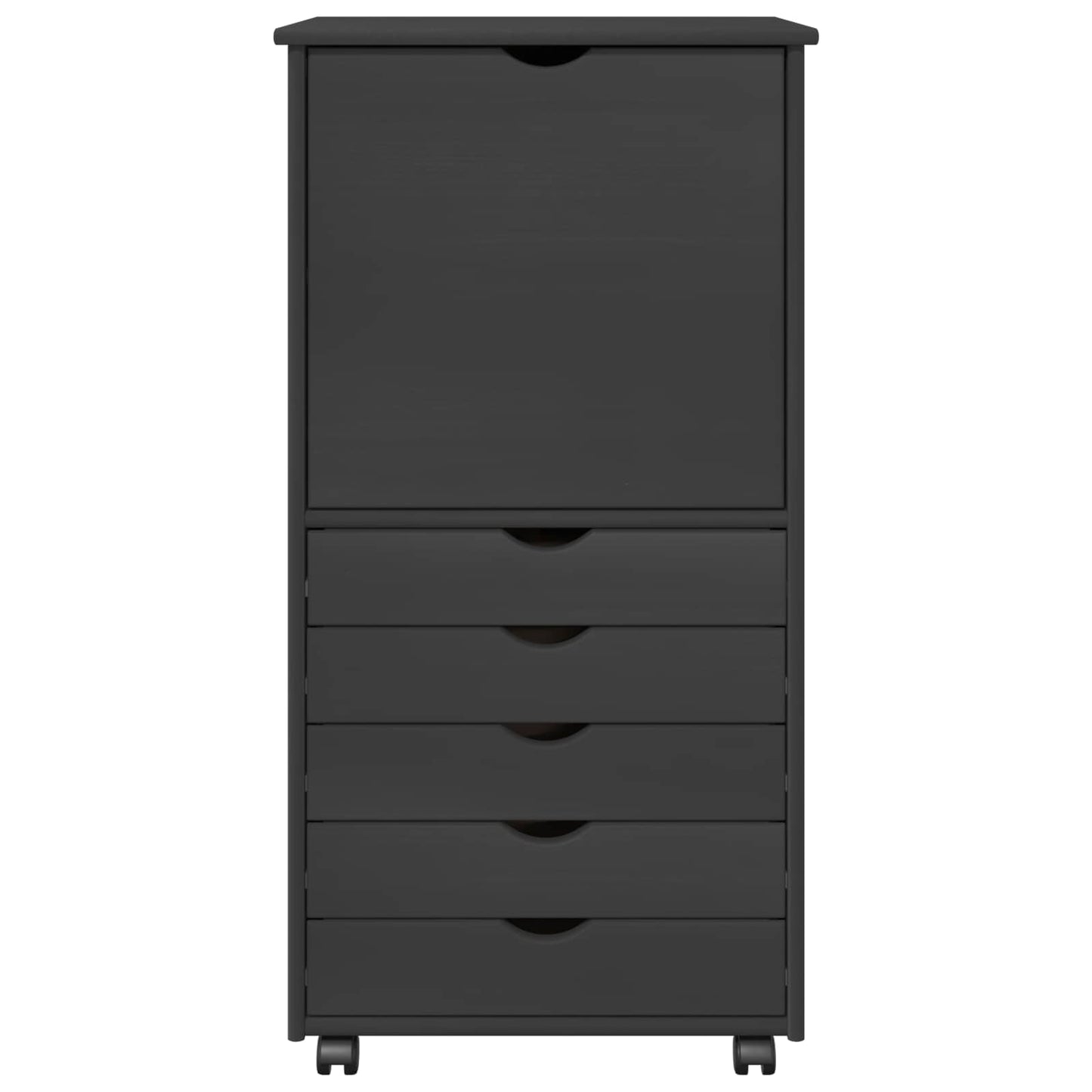 vidaXL Rolling Cabinet Grey 53 x 39 x 103 cm Solid Pine Wood