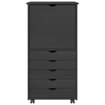 vidaXL Rolling Cabinet Grey 53 x 39 x 103 cm Solid Pine Wood