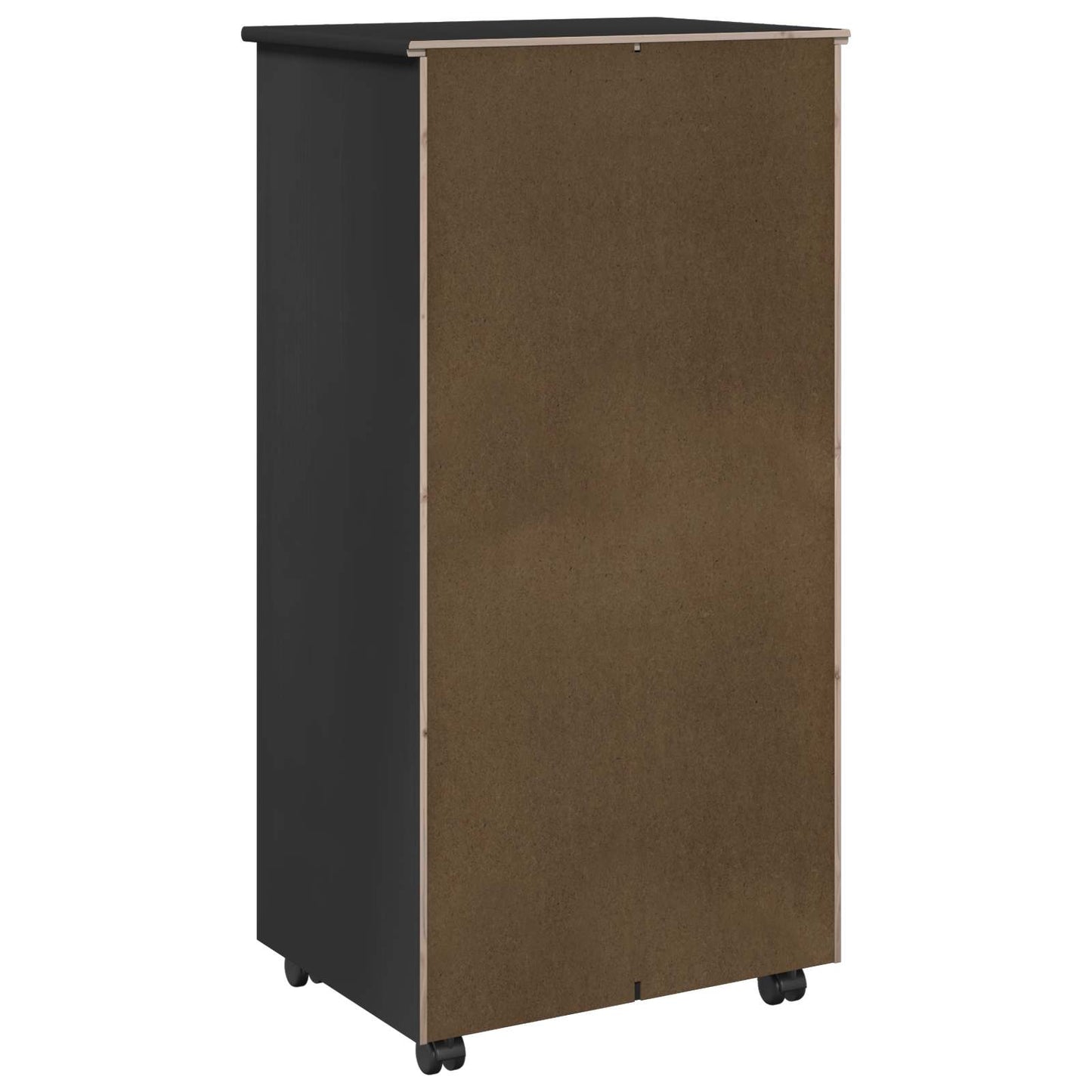 vidaXL Rolling Cabinet Black 53 x 39 x 103 cm Solid Pine Wood