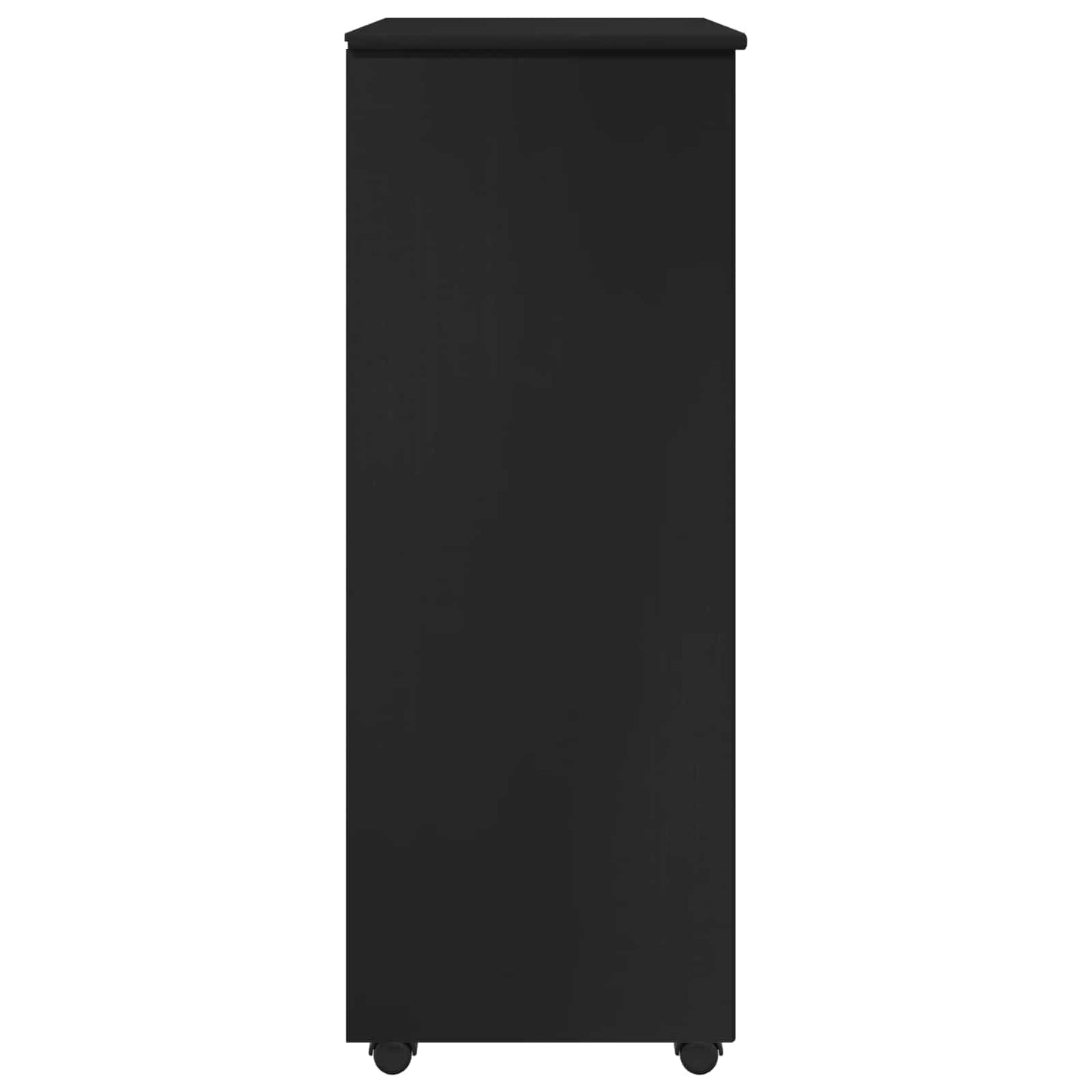 vidaXL Rolling Cabinet Black 53 x 39 x 103 cm Solid Pine Wood
