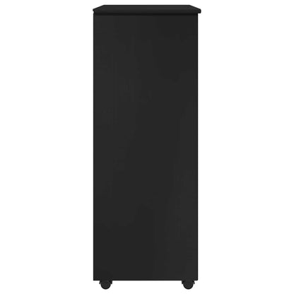 vidaXL Rolling Cabinet Black 53 x 39 x 103 cm Solid Pine Wood