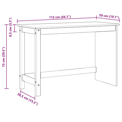 vidaXL Desk White 112 x 50 x 75 cm Solid Pine Wood