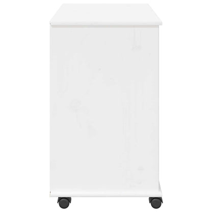 vidaXL Rolling Cabinet White 63.5 x 39 x 65.5 cm Solid Pine Wood