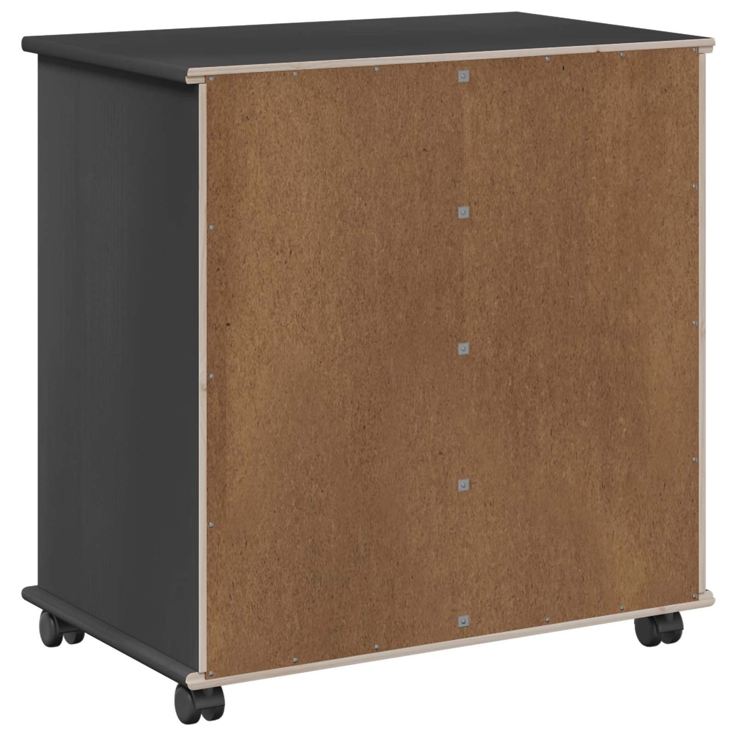 vidaXL Rolling Cabinet Grey 63.5 x 39 x 65.5 cm Solid Pine Wood