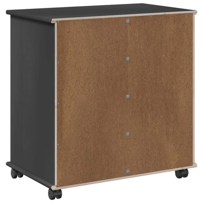 vidaXL Rolling Cabinet Grey 63.5 x 39 x 65.5 cm Solid Pine Wood