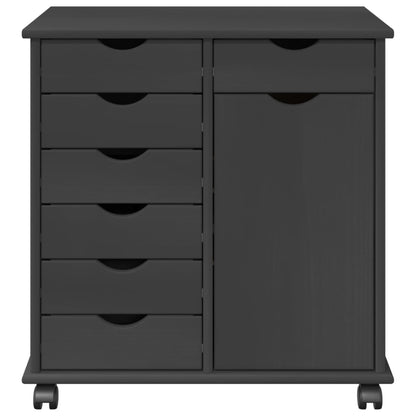 vidaXL Rolling Cabinet Grey 63.5 x 39 x 65.5 cm Solid Pine Wood