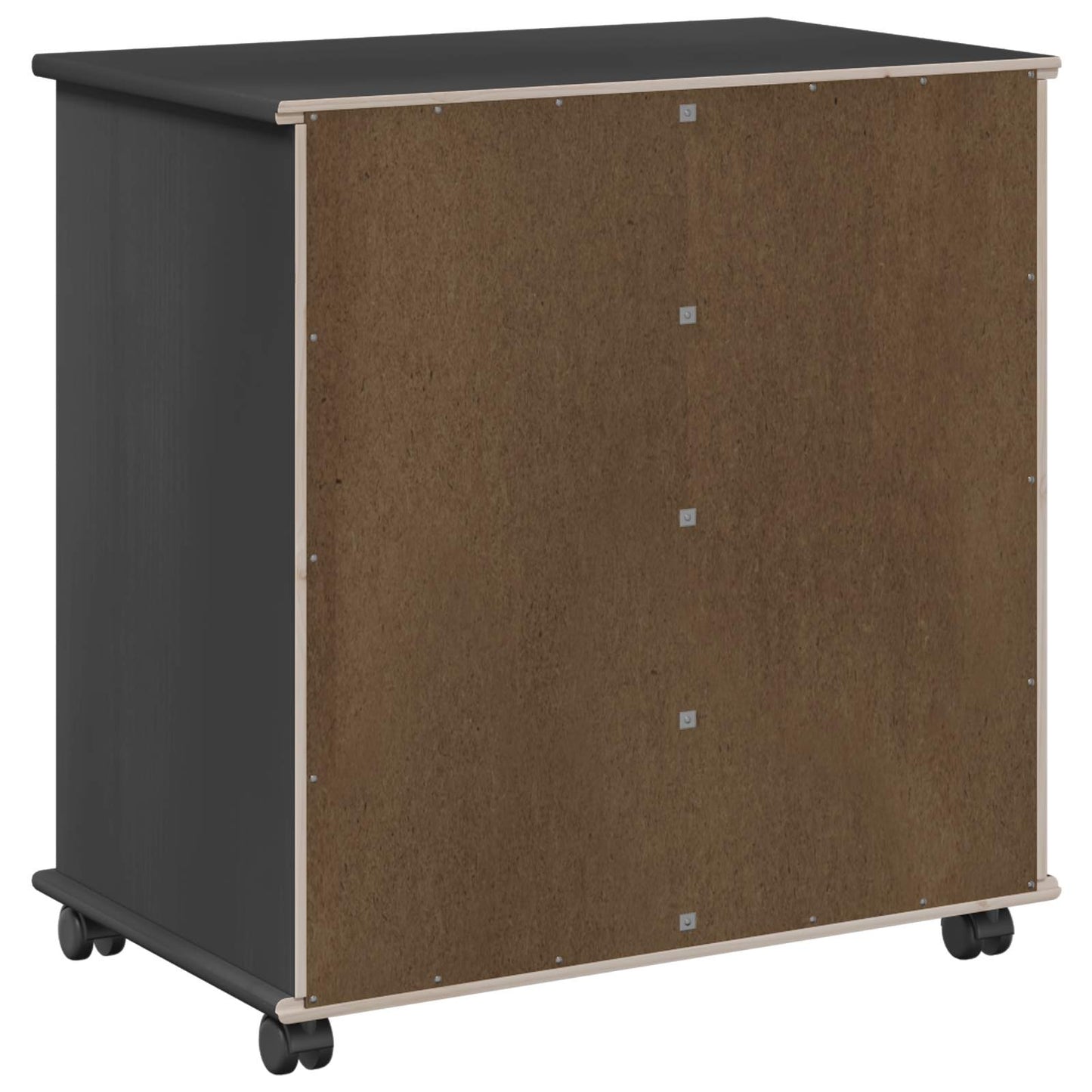 vidaXL Rolling Cabinet Black 63.5 x 39 x 65.5 cm Solid Pine Wood