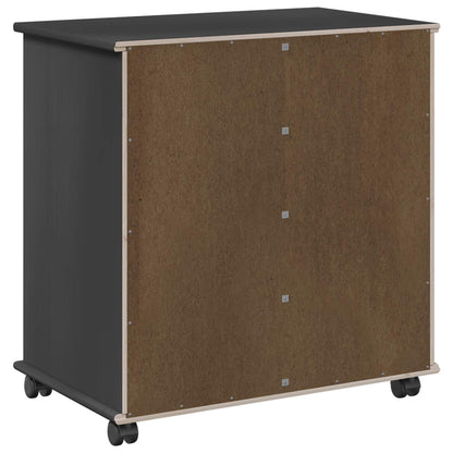vidaXL Rolling Cabinet Black 63.5 x 39 x 65.5 cm Solid Pine Wood