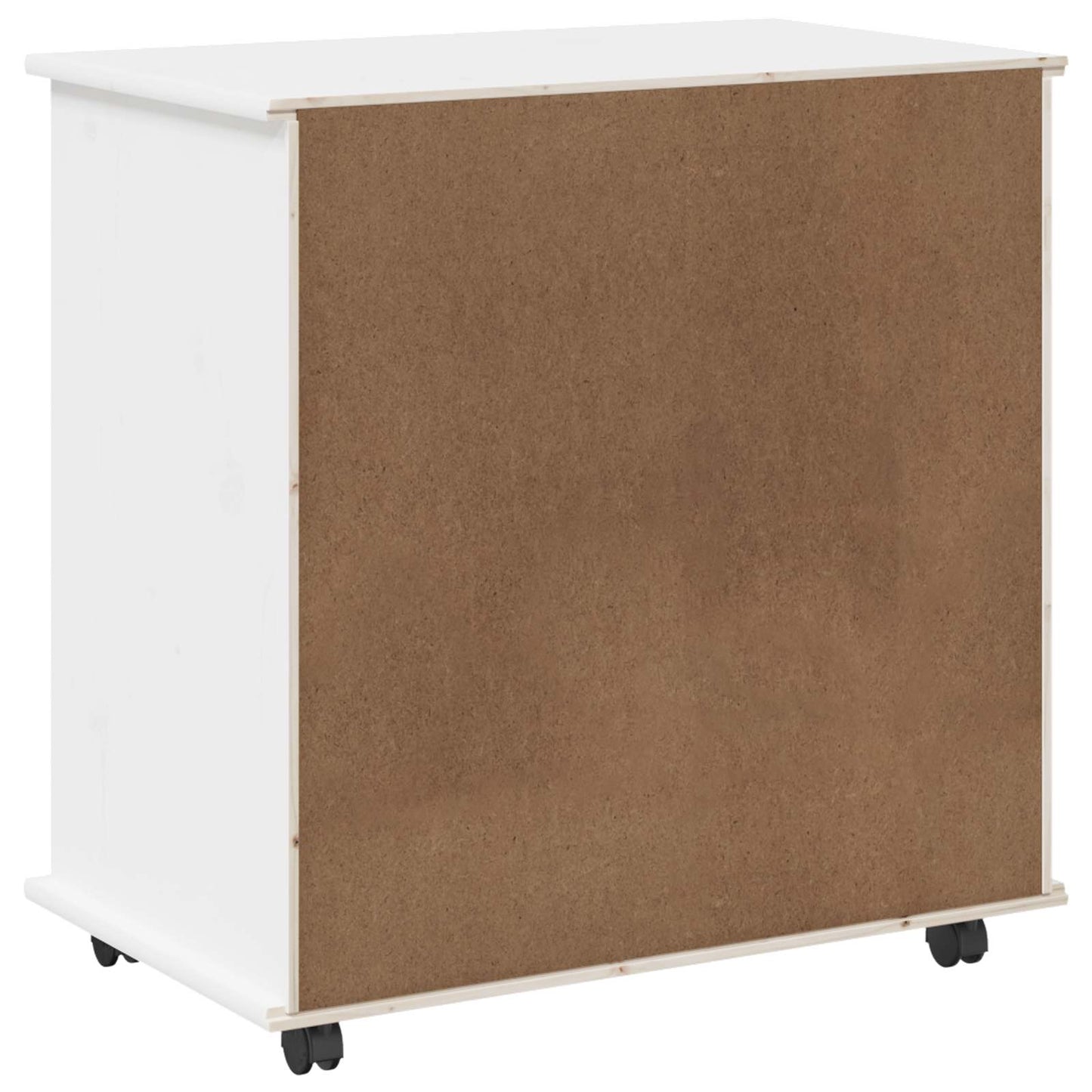 vidaXL Rolling Cabinet White 63.5 x 39 x 65.5 cm Solid Pine Wood