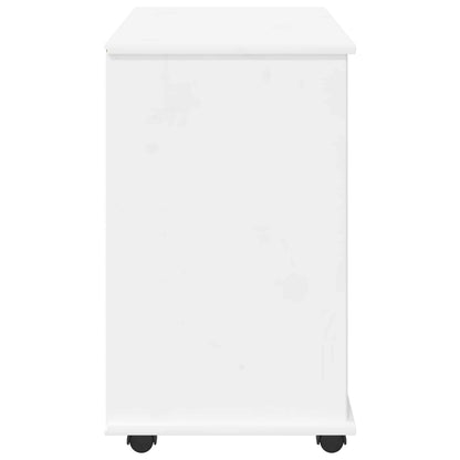 vidaXL Rolling Cabinet White 63.5 x 39 x 65.5 cm Solid Pine Wood