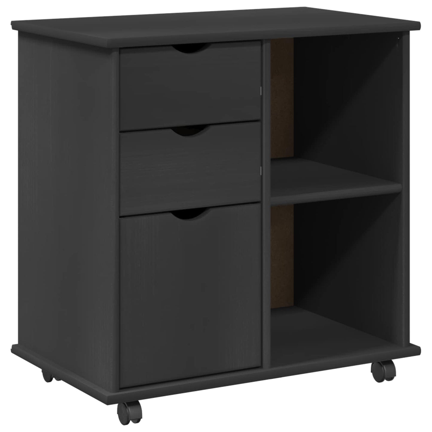 vidaXL Rolling Cabinet Grey 63.5 x 39 x 65.5 cm Solid Pine Wood