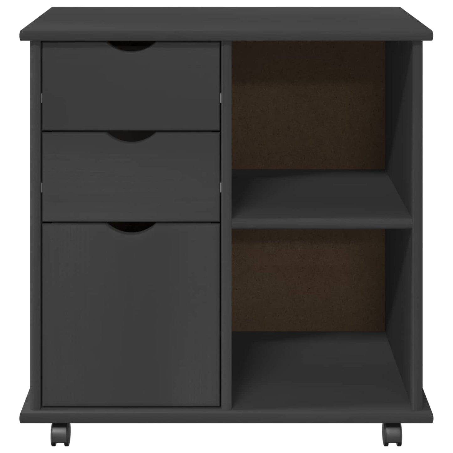 vidaXL Rolling Cabinet Grey 63.5 x 39 x 65.5 cm Solid Pine Wood