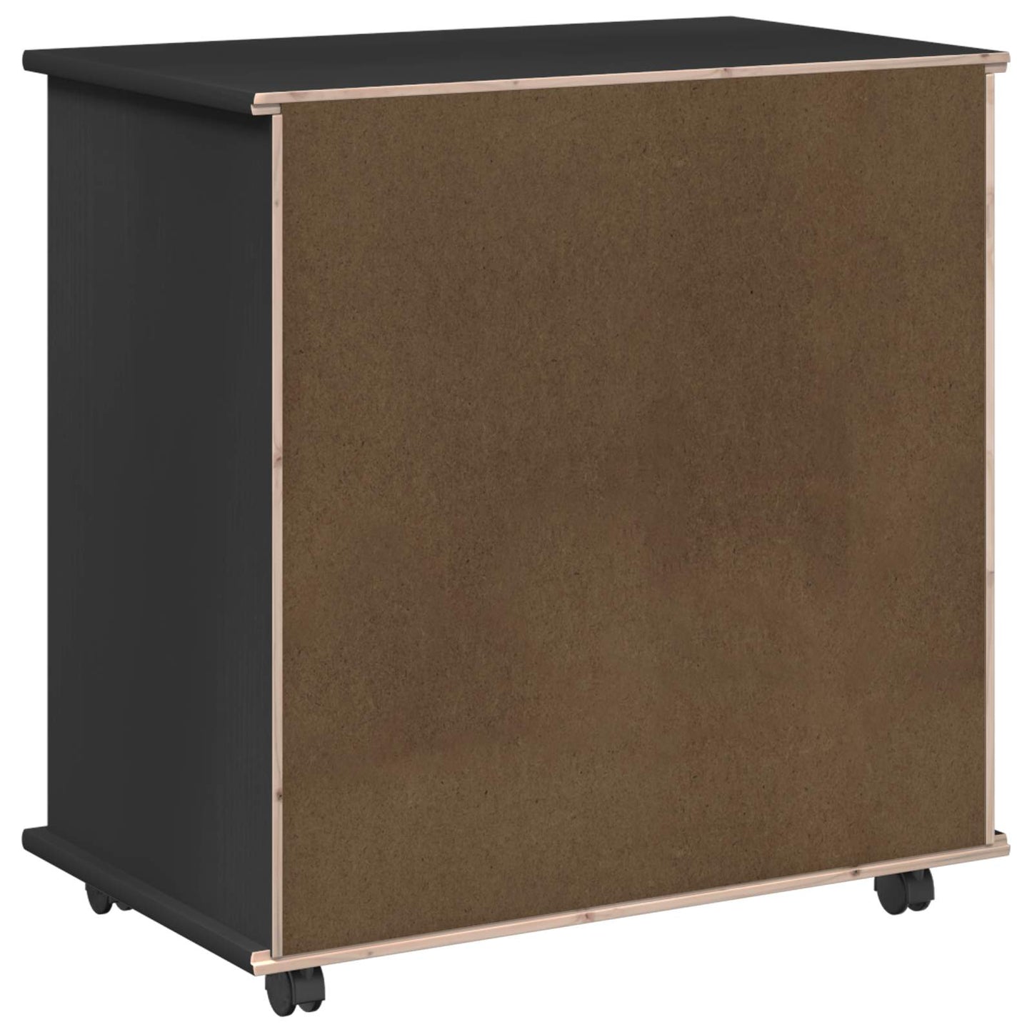 vidaXL Rolling Cabinet Black 63.5 x 39 x 65.5 cm Solid Pine Wood