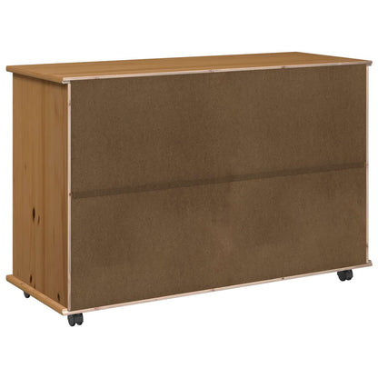 vidaXL Rolling Cabinet Honey Brown 100 x 39 x 65.5 cm Solid Pine Wood