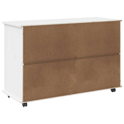 vidaXL Rolling Cabinet White 100 x 39 x 65.5 cm Solid Pine Wood