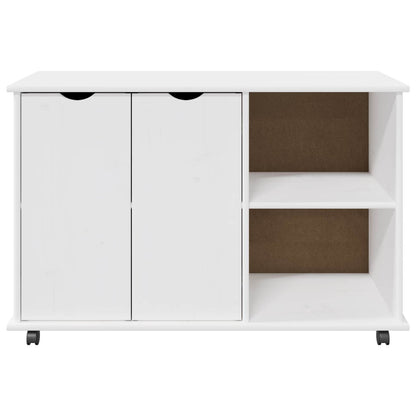 vidaXL Rolling Cabinet White 100 x 39 x 65.5 cm Solid Pine Wood