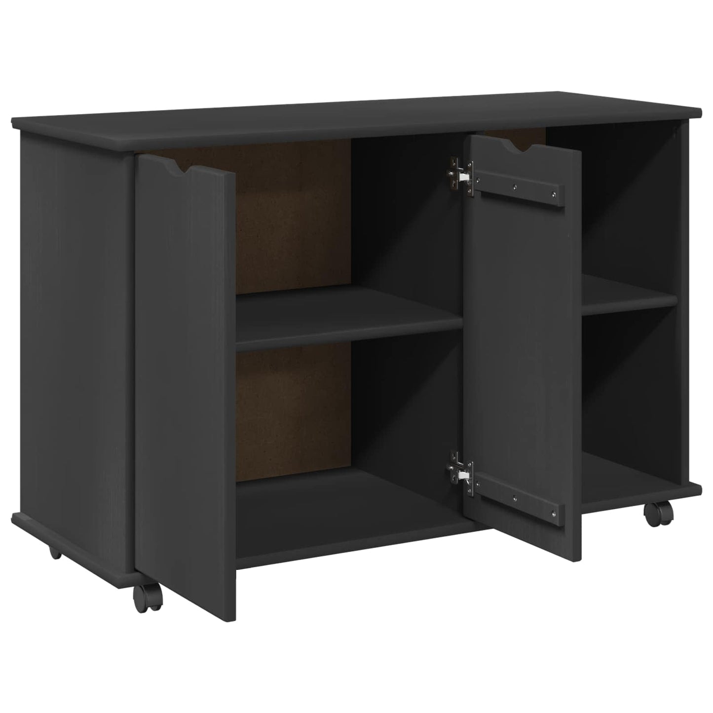 vidaXL Rolling Cabinet Grey 100 x 39 x 65.5 cm Solid Pine Wood