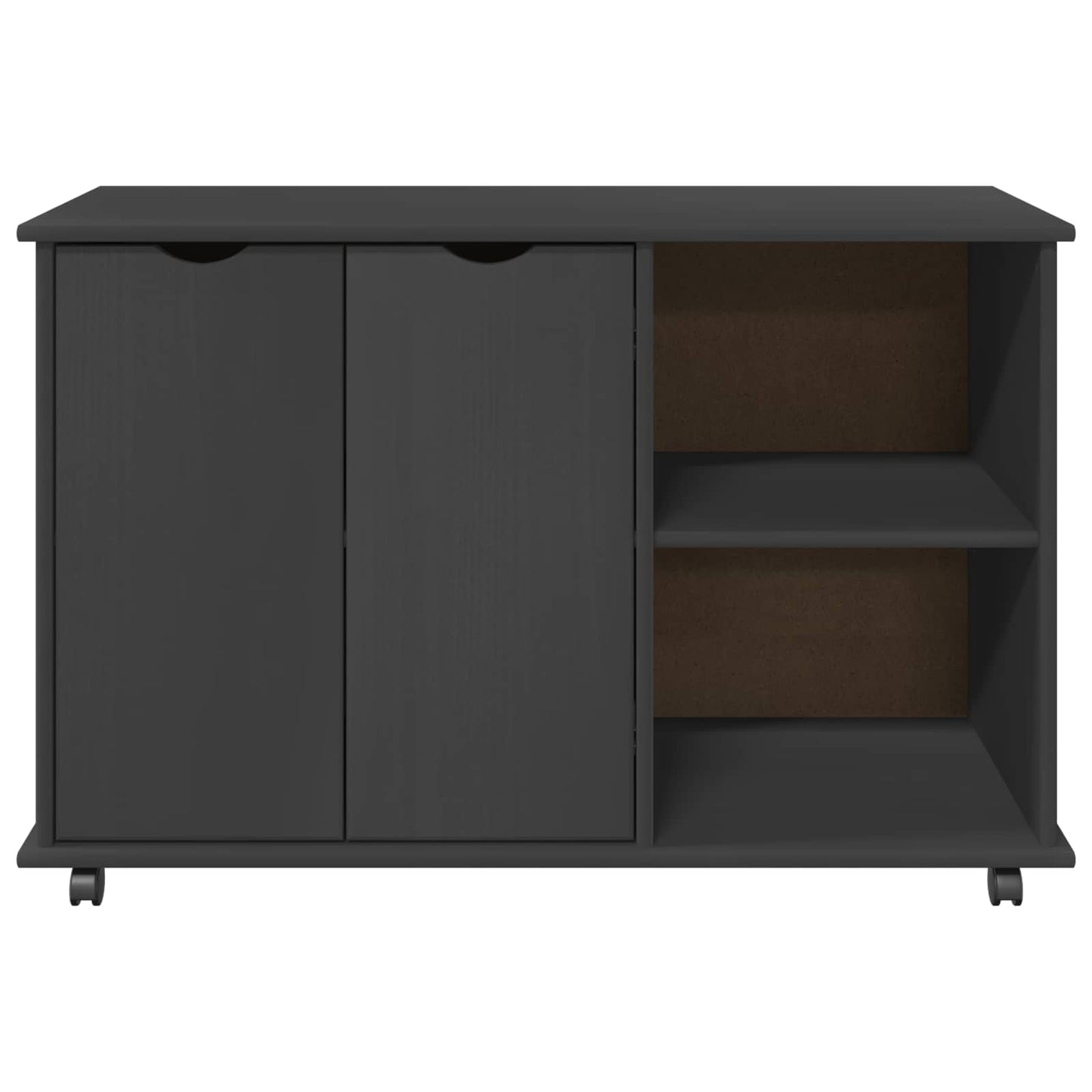 vidaXL Rolling Cabinet Grey 100 x 39 x 65.5 cm Solid Pine Wood