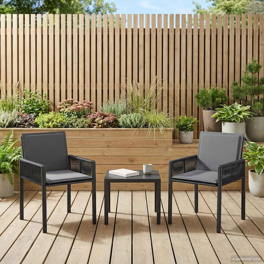 vidaXL Garden Chairs 6 pcs Black and Dark Grey Poly Rattan
