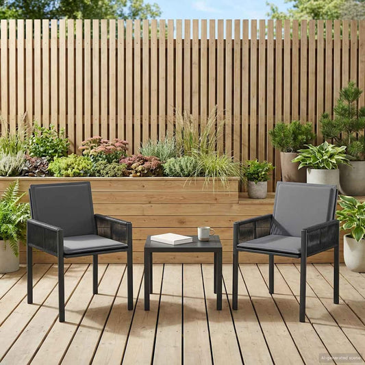 vidaXL Garden Chairs 2 pcs Black and Dark Grey Poly Rattan