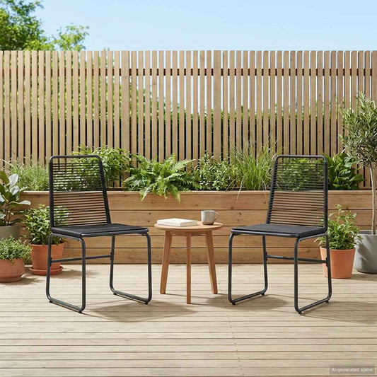 vidaXL Garden Chairs 2 pcs Black Rattan