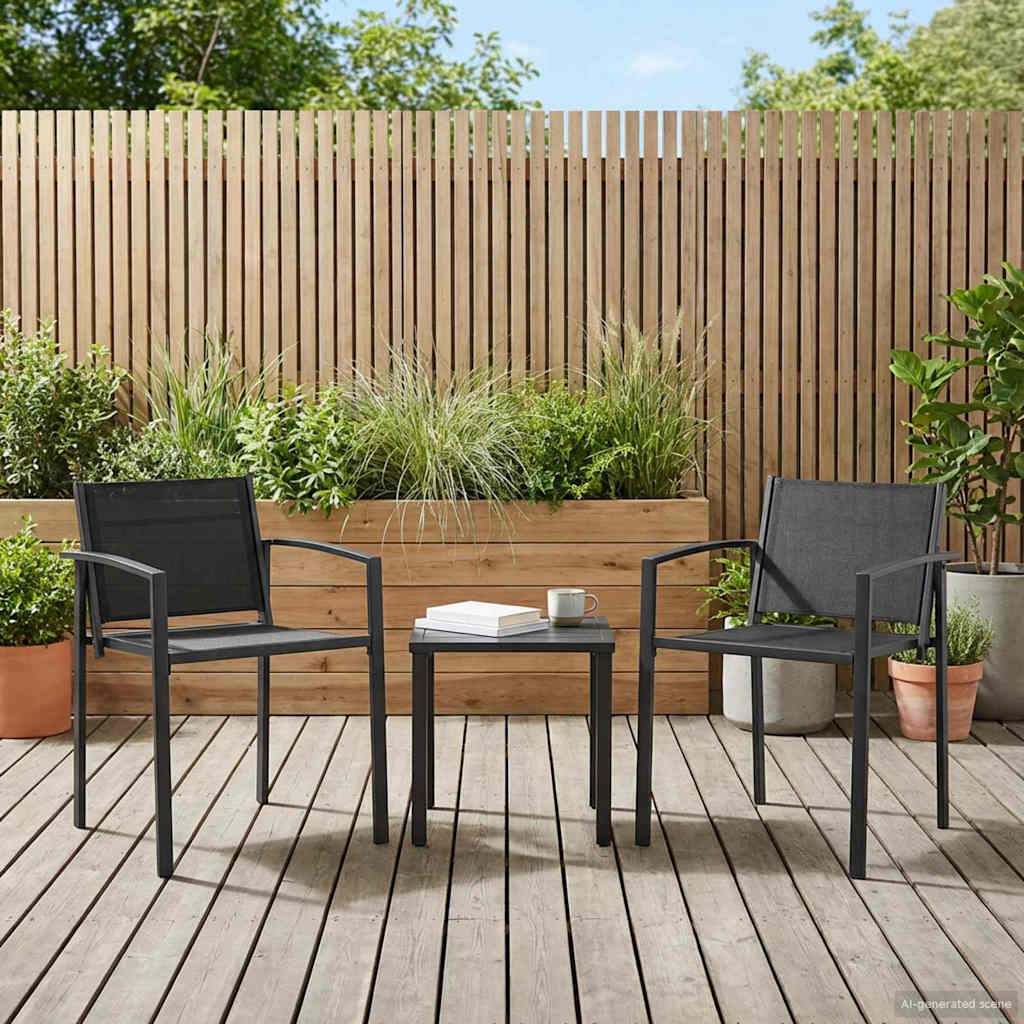 vidaXL Garden Chairs 2 pcs Black and Anthracite 53.5 x 59 x 77 cm