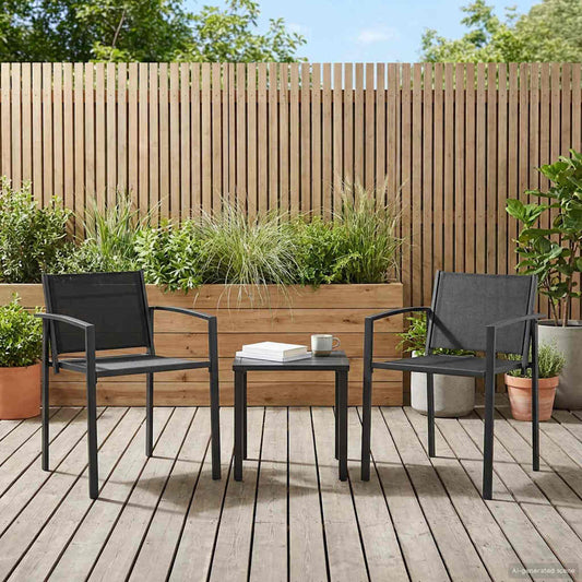 vidaXL Garden Chairs 2 pcs Black and Anthracite Textilene Fabric