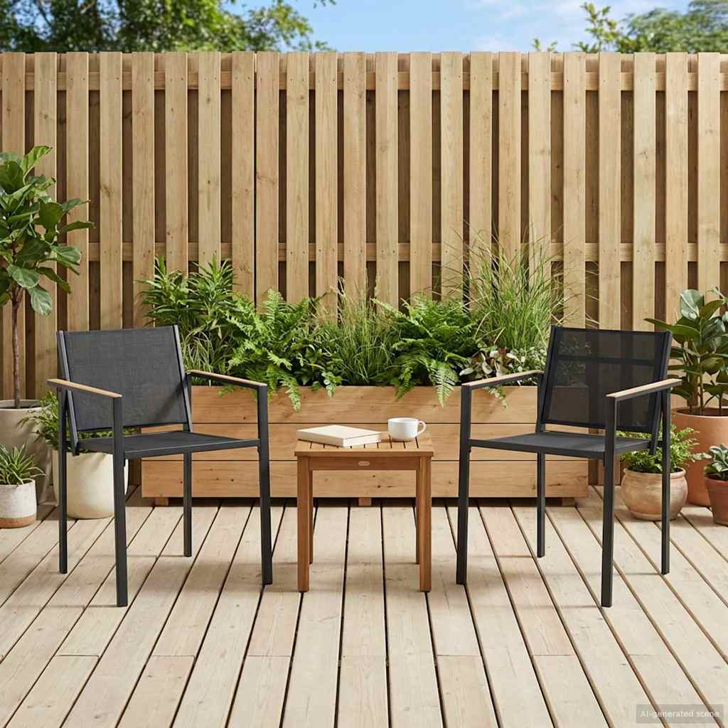 vidaXL Garden Chairs 2 pcs Black and Anthracite 53.5 x 59 x 77 cm